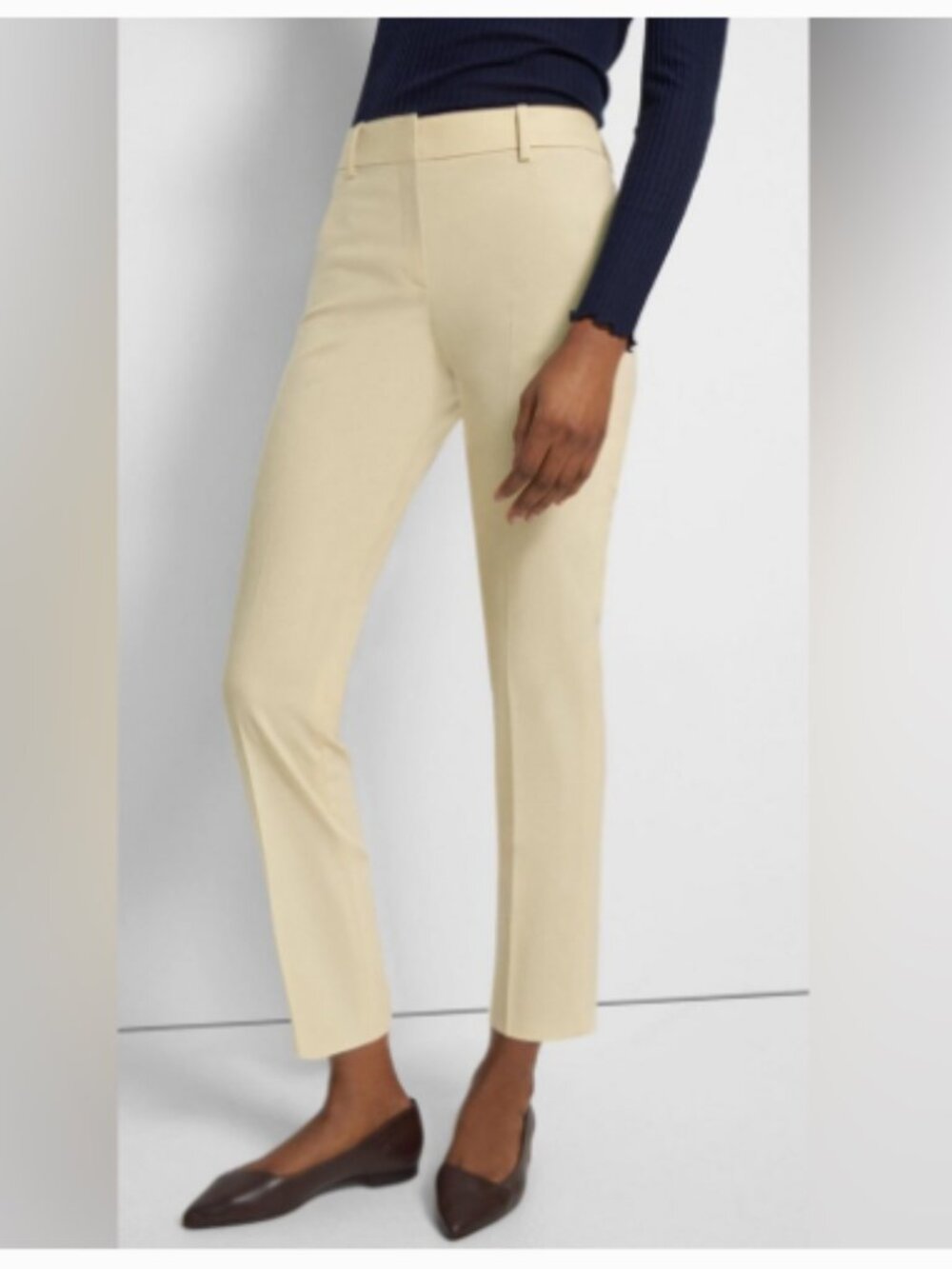 Theory Beige Straight-Leg Pants